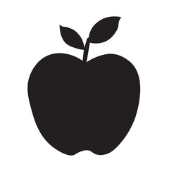 Apple fruit logo icon black and white background.