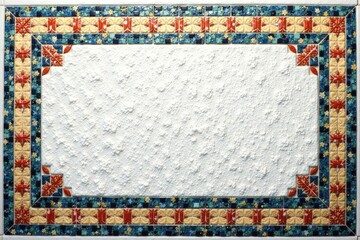 Intricate Roman mosaic tile detail, snow-white background, colorful, vintage