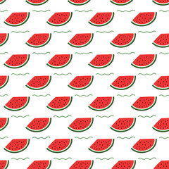 Watermelon slices pattern with waves illustration design