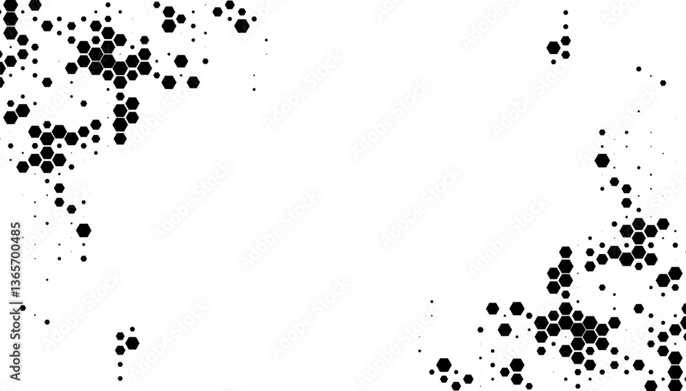 Poster black and white transition pattern with hexagon shape. abstract pattern motion effect for sporty bac