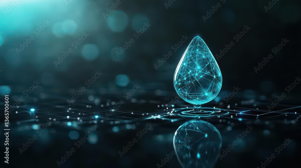 Poster a glimmering drop of water suspended against a deep dark background creating an intriguing contrast 