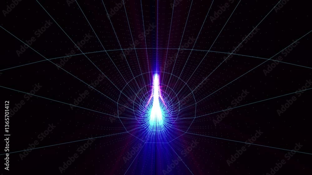 Aufkleber abstract futuristic wireframe tunnel. flying in digital tunnel. abstract motion background. cyberpun