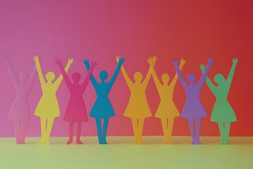 Fototapeta premium Colorful Female Cutouts Celebrating Sisterhood