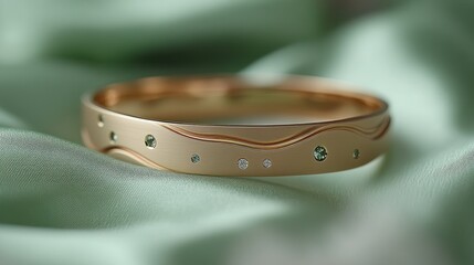 Delicate gold bangle with gemstone accents