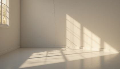 Fototapeta premium Sunlight shadows in minimalist indoor space modern room photography bright quiet