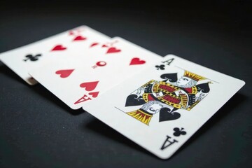 Playing cards arranged in an ace high sequence , game, straight flush, texture