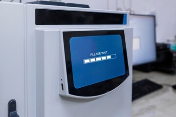 Equipment in the modern laboratory of the medicine factory. Sterile machine for medicine manufacture