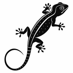 chameleon sihouette black vector