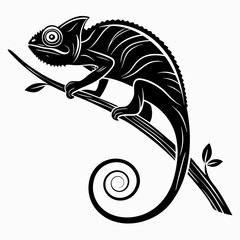 chameleon sihouette black vector