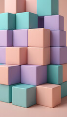 Pastel Cube Abstract Art: A Symphony of Soft Colors and Geometric Shapes