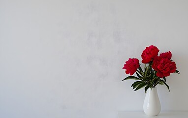 Obraz premium Stunning Red Peonies in White Vase Minimalist Home Decor
