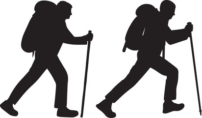 Silhouette illustration of a Hicking in vector art