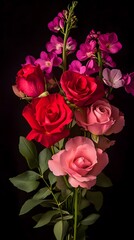 Vibrant Bouquet of Roses and Snapdragon Flowers