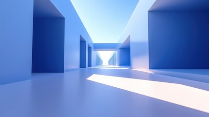Fototapeta premium Abstract Blue Architectural Corridor