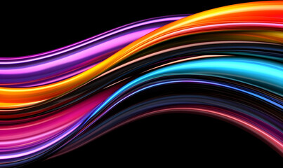 Colorful Waves of Light in Abstract Art with Smooth Curves and Movement