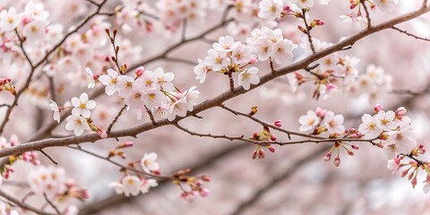 Obraz premium Elegant Cherry Blossoms in Soft Pink Hues, A Breathtaking Springtime Scene