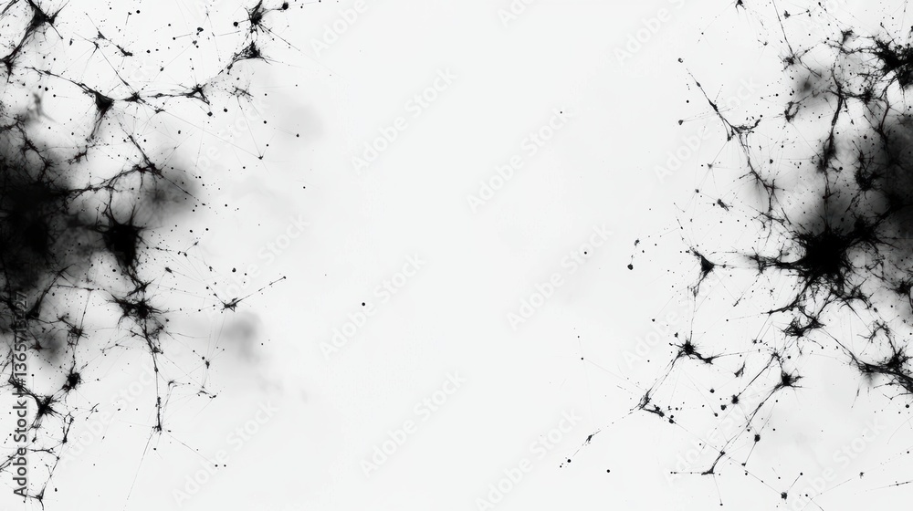 Poster a mesmerizing abstract artwork features dynamic ink splatters, creating a dramatic and captivating v