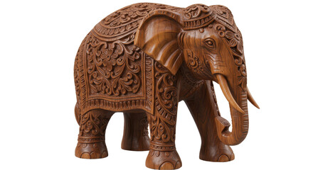 wooden elephant isolated on white