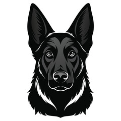 German Shepherd dog Front view of head silhouette Vector illustration
White Background