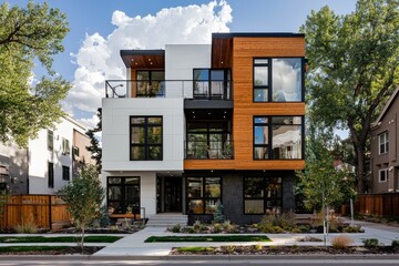 Obraz premium Europe is comprised of a modern complex of residential apartment buildings and condos