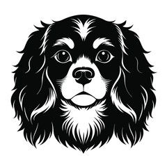 Fototapeta premium Cavalier King Charles Spaniel dog Front view of head silhouette Vector illustration White Background