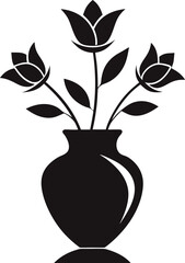 flower in vase vector silhouette isolated on white background