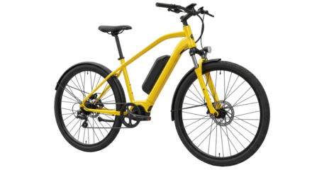 Isolated Sleek Yellow Electric Bike