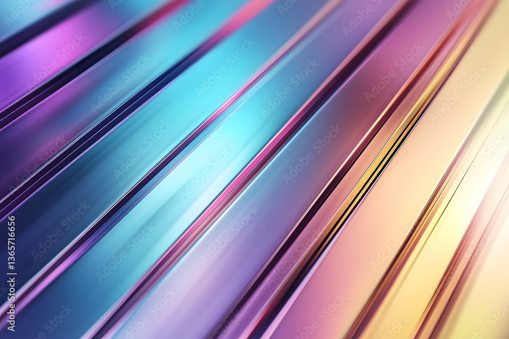 Poster vibrant abstract background with colorful metallic stripes reflecting light in a dynamic pattern