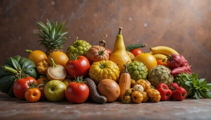 Vibrant fruit display kitchen table still life warm lighting close-up freshness