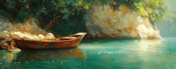 Tranquil Waters Boat at Shore