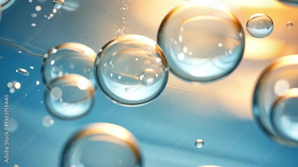 Aufkleber celestial spheres: a captivating composition featuring luminous, spherical bubbles floating against 