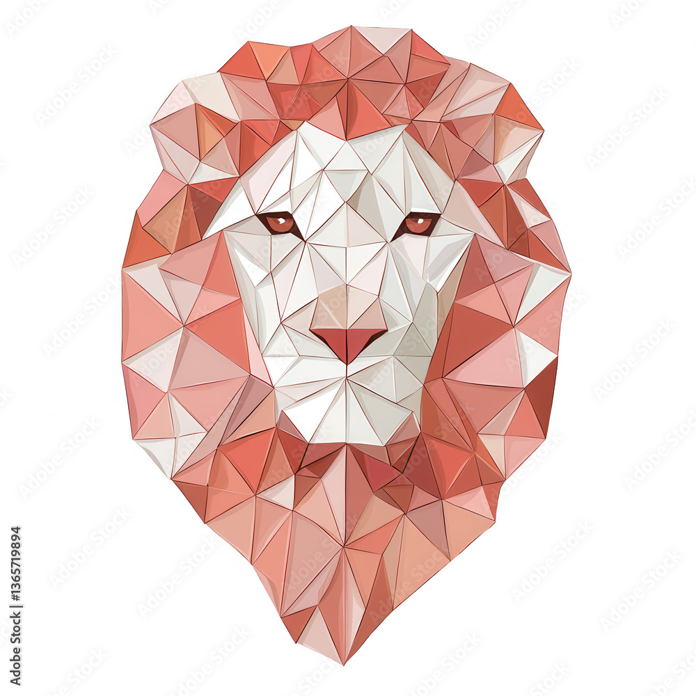 Poster stylized geometric lion head design with a modern triangular pattern, featuring a gradient color sch