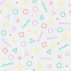 Geometric shapes of triangle, polygon, circle, square and zigzag isolated on white background—abstract geometric vector illustration.