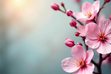 Obraz premium Soft pink flowers in full bloom create a beautiful and romantic backdrop perfect for weddings, events, and springtime themes, backdrop, vibrant