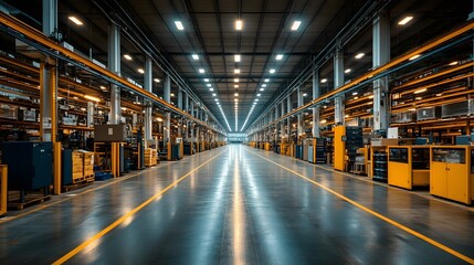Fototapeta premium IoT-connected devices monitoring machinery and operational performance in a warehouse for small business efficiency