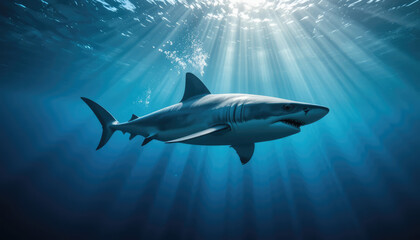 Shark in Sunlit Water – Marine Predator Photography