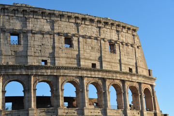 Obraz premium Called by the ancient Romans “Amphitheatrum Flavium”, the Colosseum is the most famous and impressive monument of Ancient Rome and the largest amphitheater in the world.