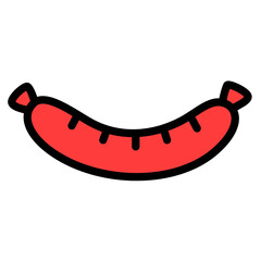 Sausage icon illustration. Food colored vector illustrations.