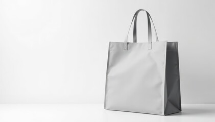 Stylish gray canvas shopping bag, clean white backdrop, eco bag, shopping bag, container