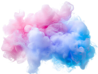 Fototapeta premium Cotton candy, in a soft pink and blue color, with a transparent background PNG. 