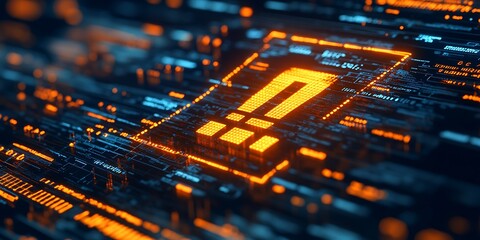 Obraz premium Digital Exclamation with Circuit Board.