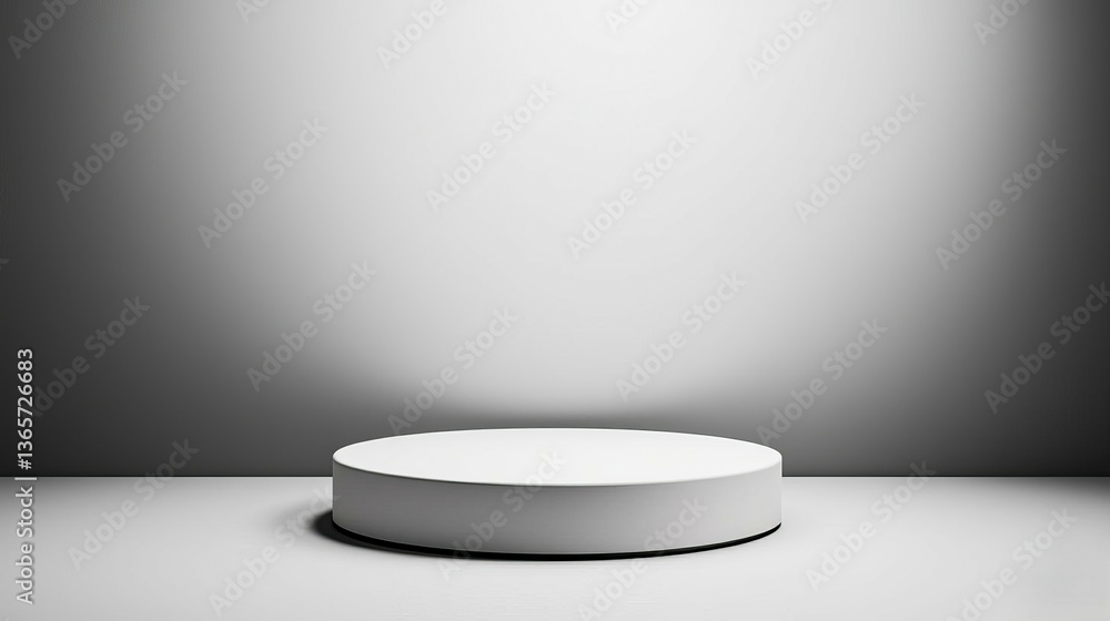 Poster empty display pedestal with soft lighting suitable for product showcasing.