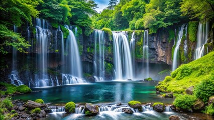 Obraz premium Shiraito Falls Fuji Mountain Japan Miniature Tilt-Shift Landscape Photography