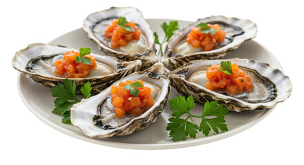 Isolated Oysters with Tomato Salsa