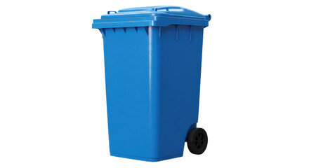 Isolated Blue Recycling Bin on Wheels