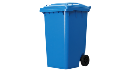 Isolated Blue Recycling Bin on Wheels