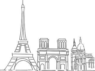 Obraz premium Pen line silhouette paris 