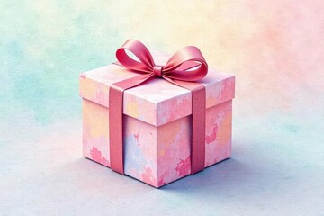 Fototapeta premium Subtle watercolor gift box repeat, pastel tones, art, summer, light