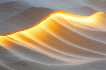 Sand Dune Landscape with Golden Light Shines on Rippled Sand