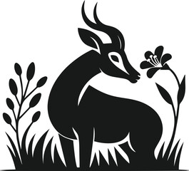 Silhouette of a antelope vector